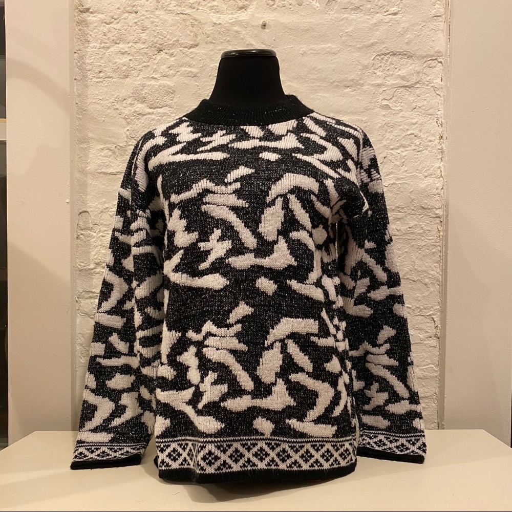 VINTAGE Black & White Sparkle Sweater